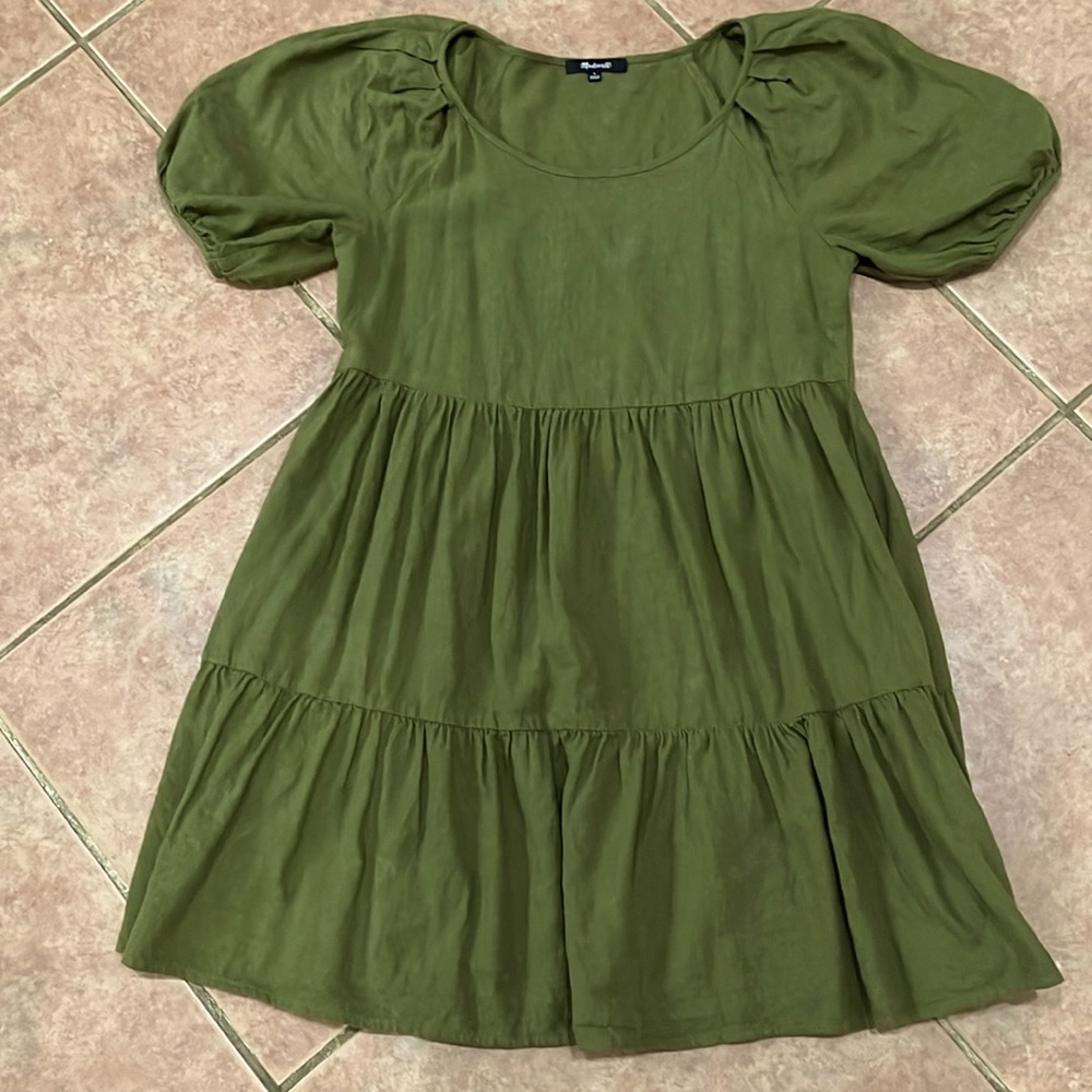 Madewell army green dress; size small